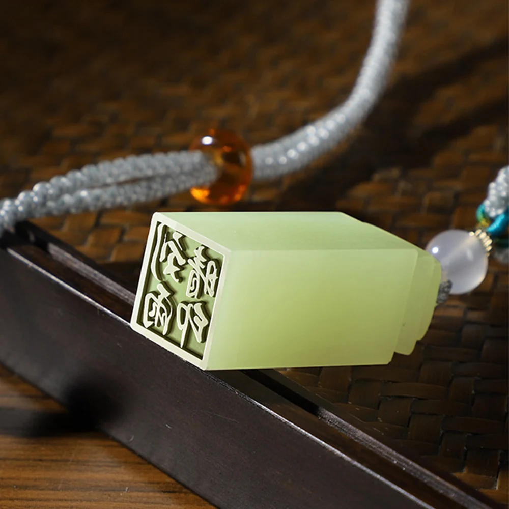 Green Jade Stone Seal Square Name Stamp Calligraphy Painting Chop Name Stamp Custom Carve Your Name Chinese Kanji Korean Stamps