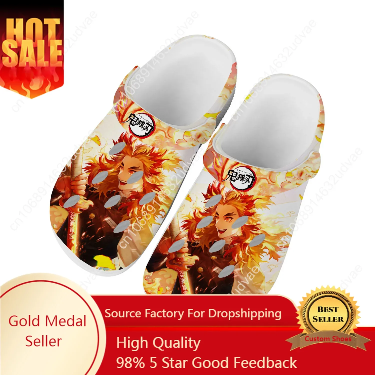 

Kyojuro Rengoku Sandals Demon Slayer Men Women Teenager Water Shoes Home Garden Clogs Custom Shoe Beach Hole Slipper Unisex