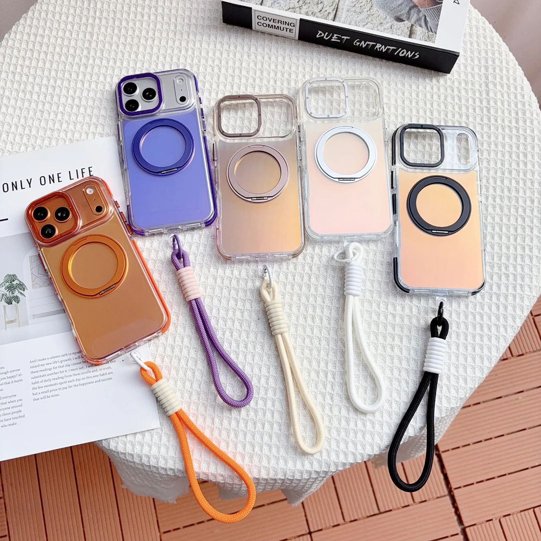 

Lanyard 360°Rotating Bracket Anti-Drop Case For iPhone 12 13 14 15 16 17 Pro Max Plus Kickstand Magnetic Wireless Charge Cover