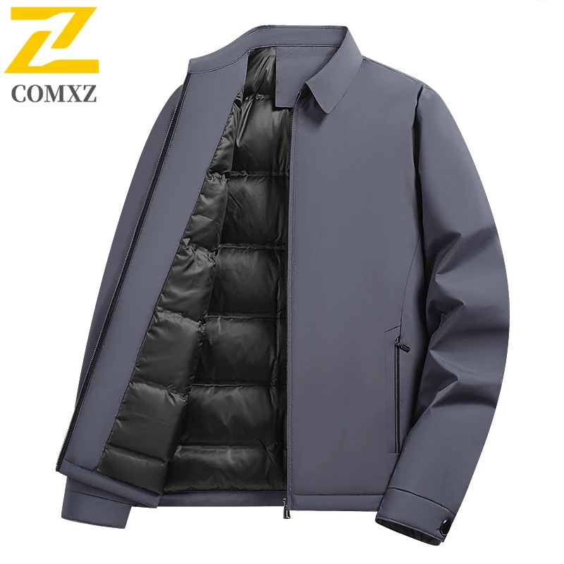 

Men Down Jacket Casual Comfort Outdoor Office Warm Duck Down Coat High Quality Lapel Business Lightweight Winter Padded Jackets