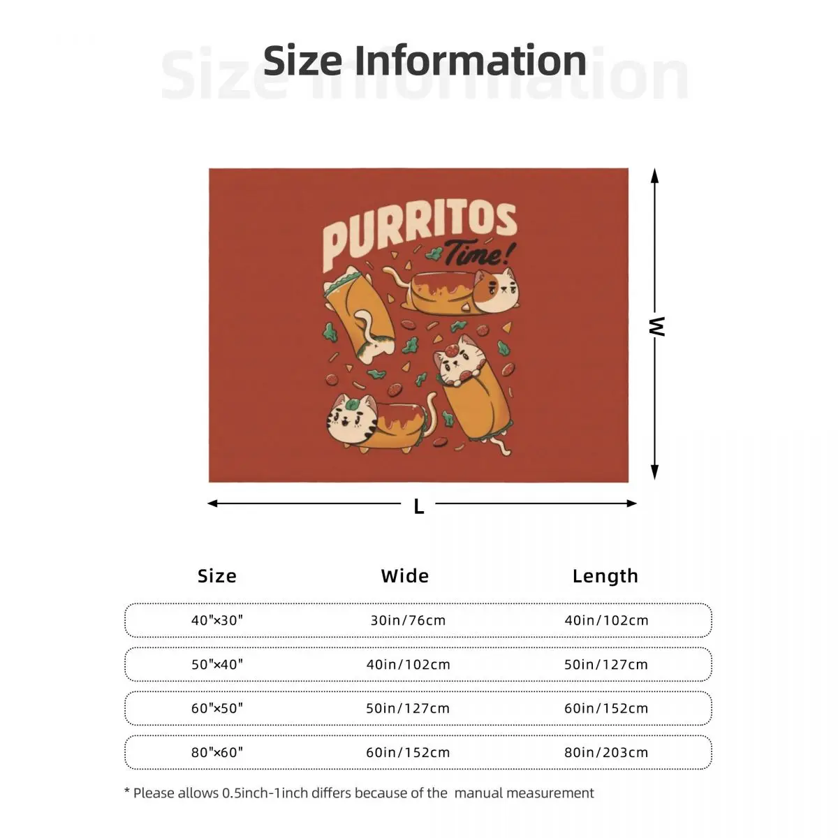 Purritos Time Burrito Cat مضحك المكسيكي الغذاء بواسطة Tobe Fonseca رمي بطانية فاخرة رمي هالوين الشعر الفانيلا البطانيات #6