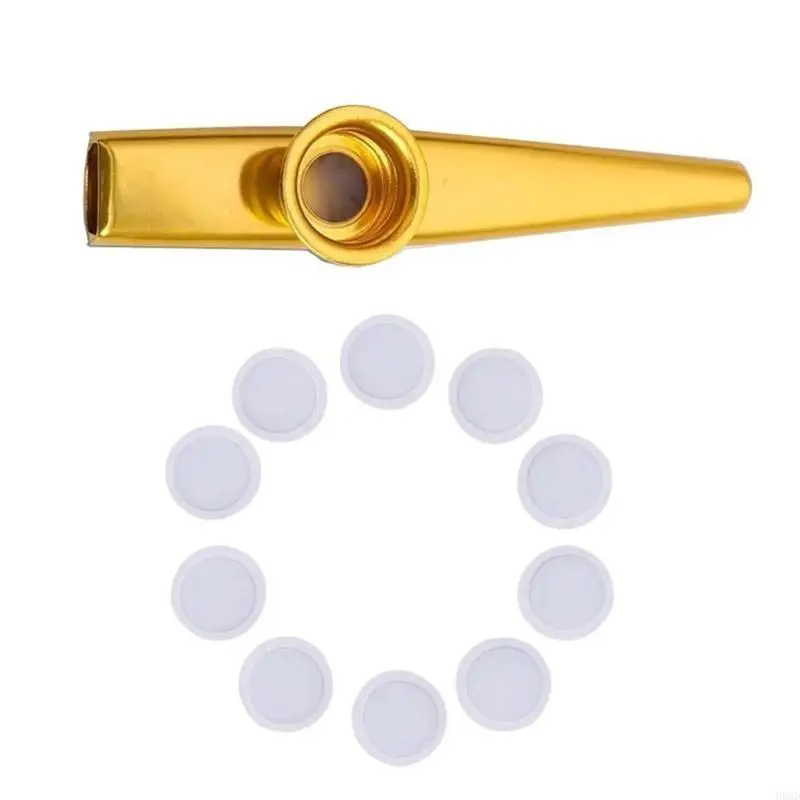 Portable Metal Kazoos Musical Instruments with 10Pcs Kazoo Flute Diaphragms Mouth Kazoos Good Gift for Adults and Kids 