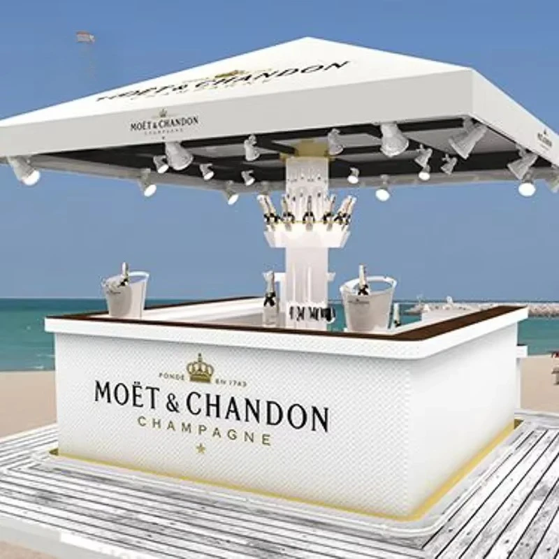 

Outdoor Customized LED Bar Counter Illuminated Acrylic Fiberglass Nightclub Terrace Restaurant Wine Bar Counter
