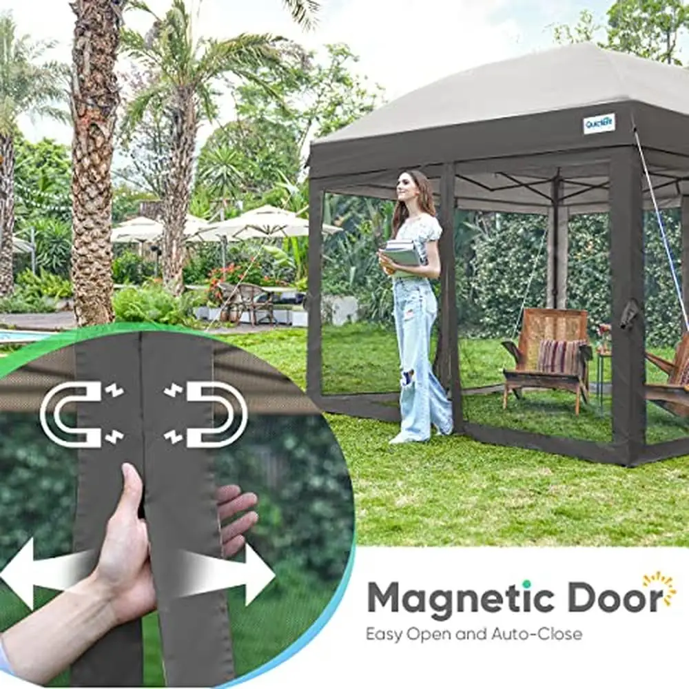 10x10 Pop up Screen House Tent with 4 Magnetic Doors Easy Setup Waterproof & UV Protection Portable Canopy Camping and Outdoor