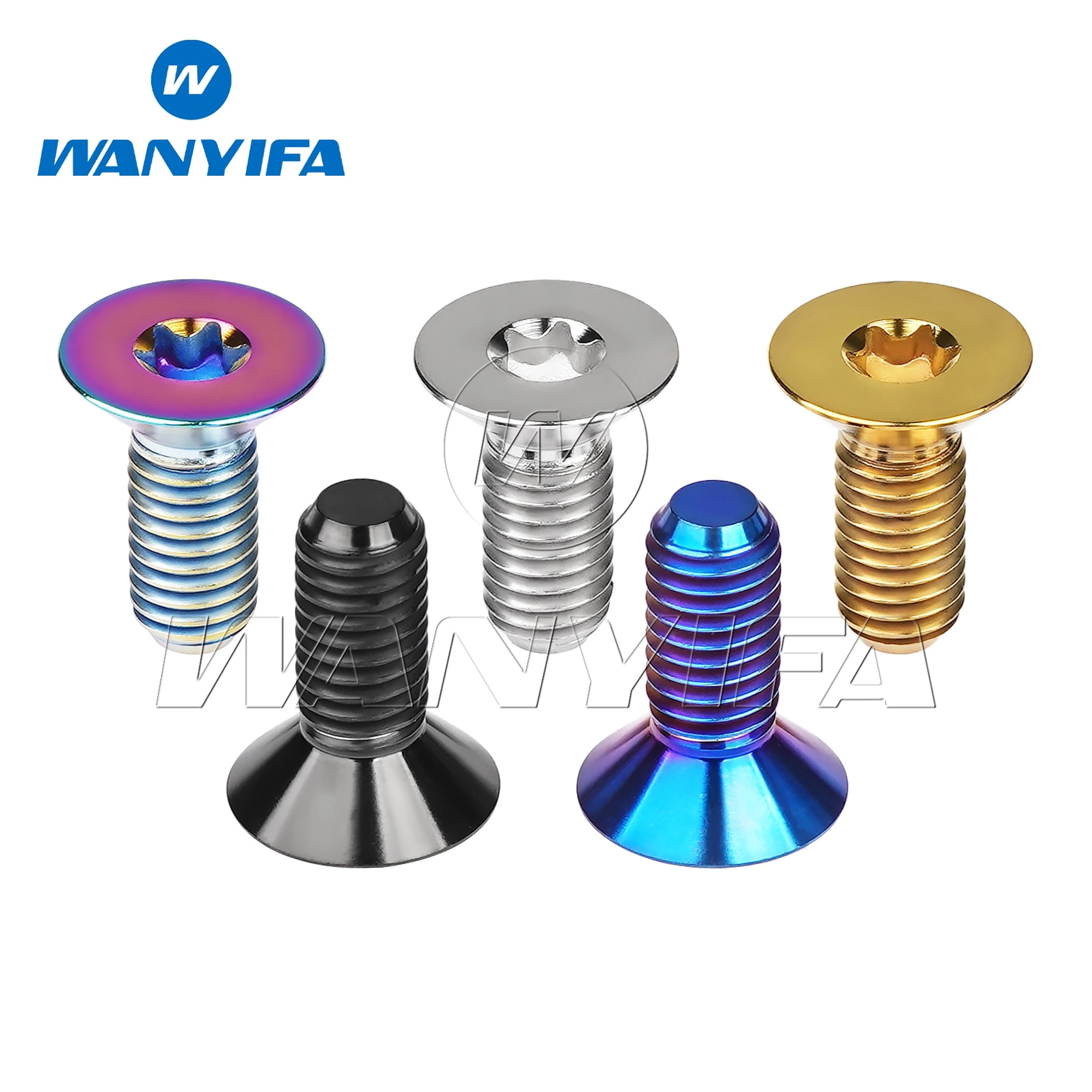 Wanyifa Titanium Bolt M6/M8 Length 15 20mm Torx Flat Countersunk Head Screw Inside Plum Blossom Bike Modification Screws 5/12PCS