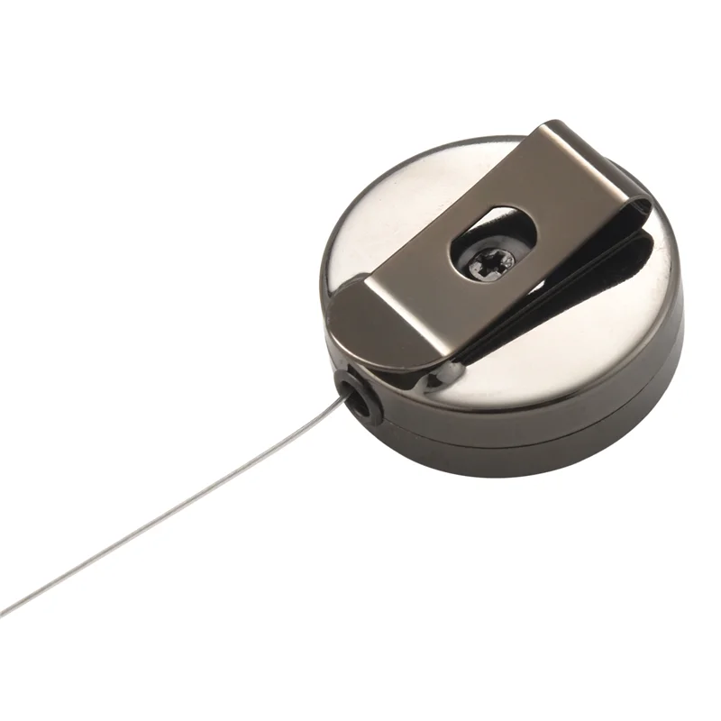 6 pacote retrátil titular do crachá carretel, suporte do crachá de identificação de metal com clipe de cinto chaveiro para cartão de nome chaveiro preto