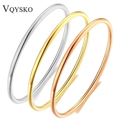 VAYSKO Stainless Steel Glossy Stackable Thin Round Bangle Bracelet for Women Oval Solid Plain Polished Bracelet Best Gifts for L