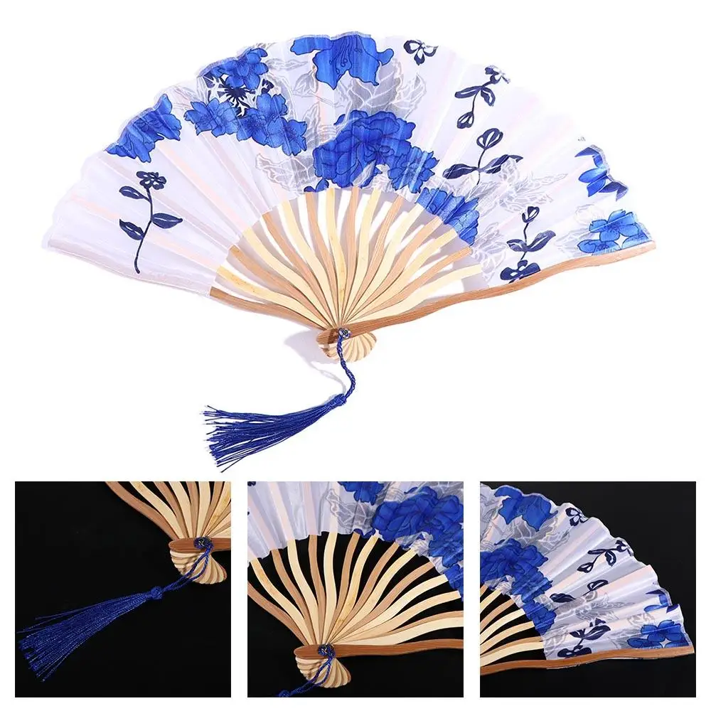 Quality 1 pcs Flower Handmade Bamboo Wooden Personalized Fan Crafts Home Decoration Folding Fan Dance Hand Fan