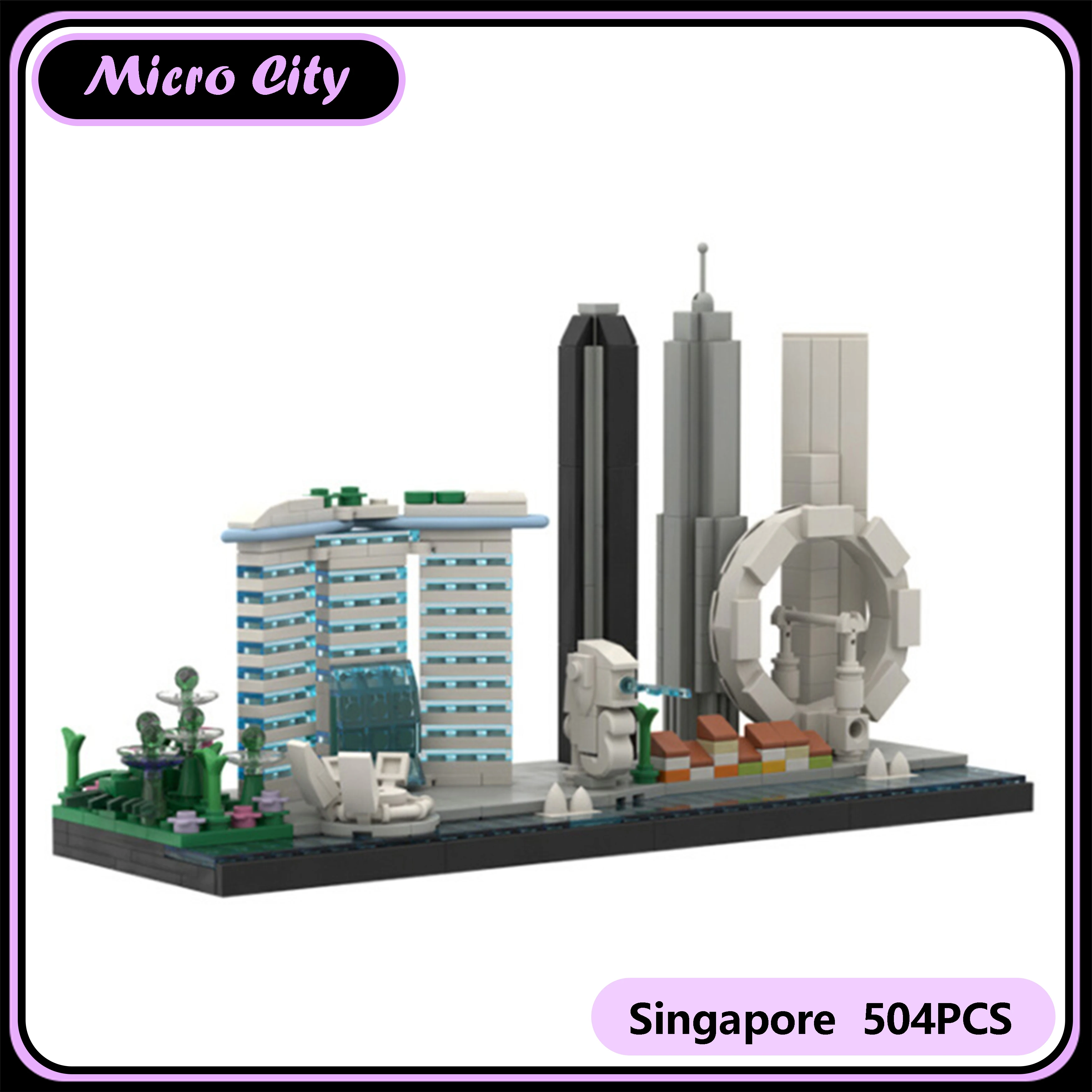Micro MOC City singapour horizon Architecture blocs de construction ensemble modèle créatif jouet affichage cadeau pour les collectionneurs modèle cadeau