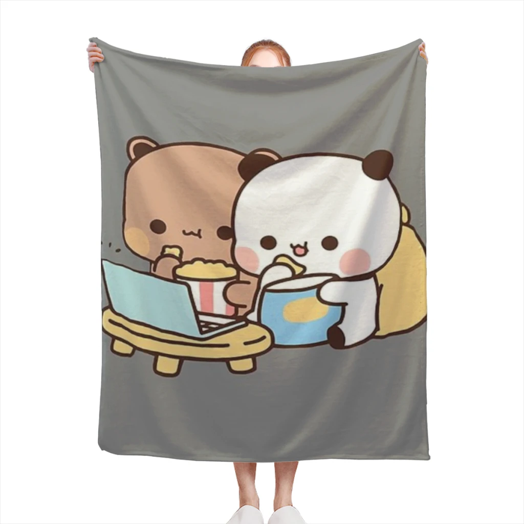 

Bear and Panda Bubu Dudu blankets Warm Flange blankets Soft and comfortable blanket picnic blanket