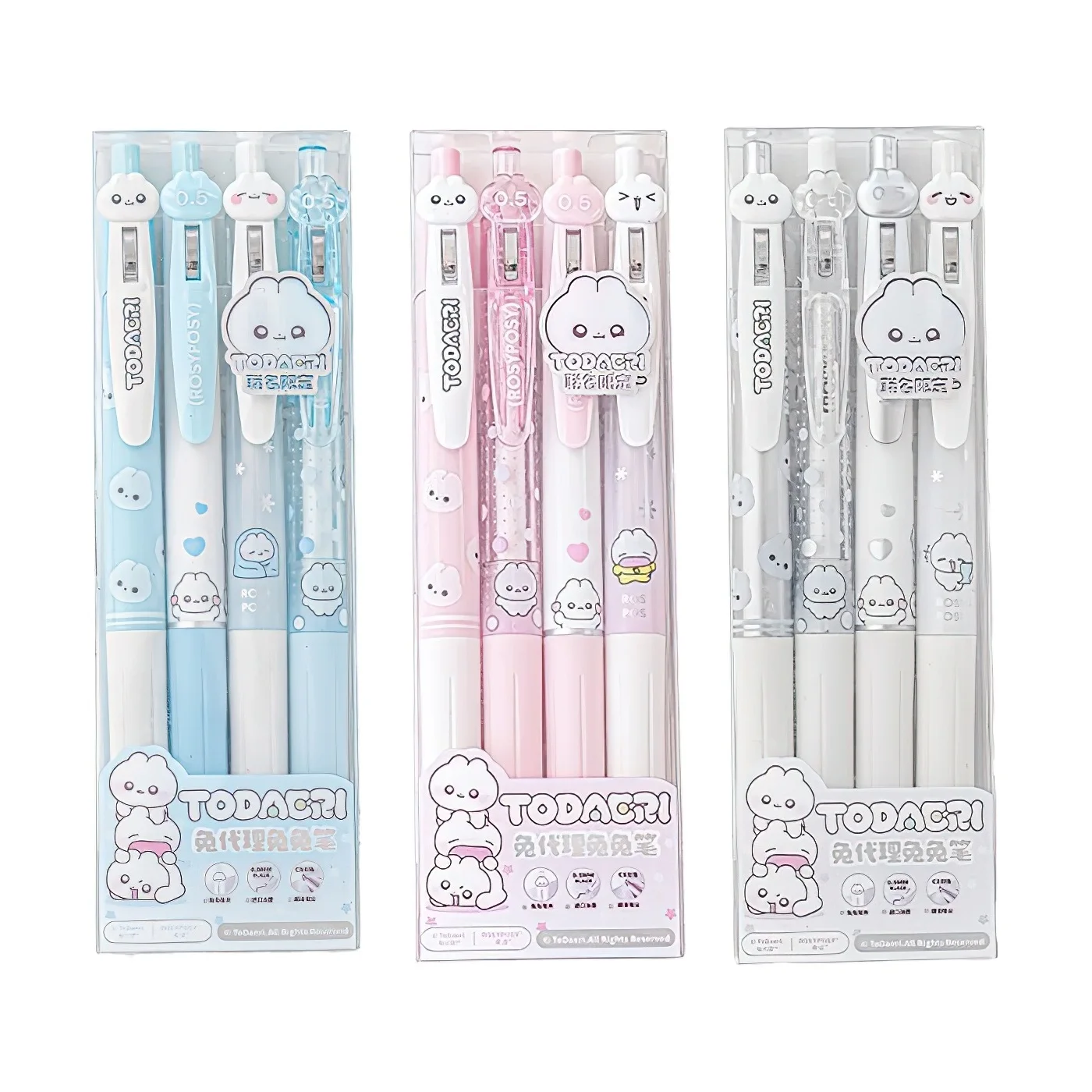 4-teiliges Soft Bunny-Gelschreiber-Set, niedliches Cartoon-Kaninchen, rosa, blau, 0,5 mm, schwarze Farbtinte zum Schreiben, Büro, Schule, A3101 – Detail 4