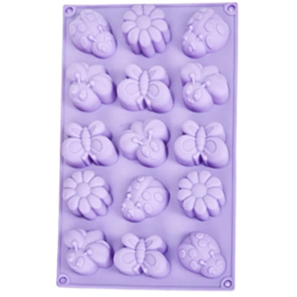 15-Cavity Butterfly Ladybug Silicone Ice Cube Tray Summer Drink Chocolate Candy Jelly Molds DIY Kitchen Baking Accessories Tools