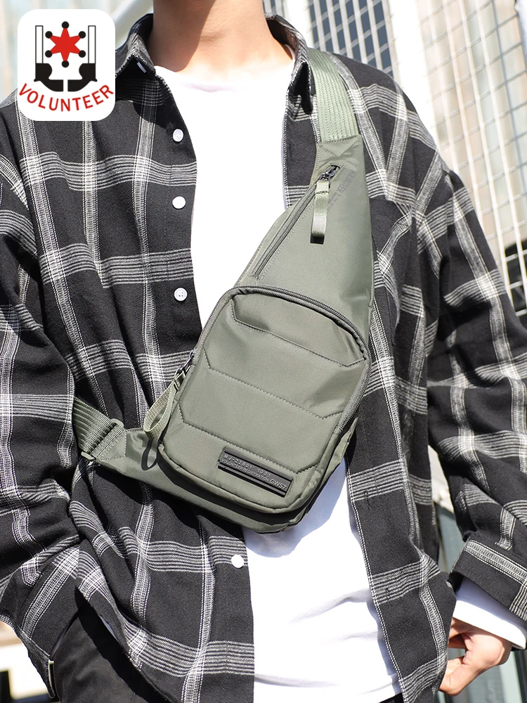 Volunteer Chest Bags for Men 2023 New Casual Versatile Fashion Solid Single Strap Trip Waterproof Oxford Crossbody Bags 1713-17