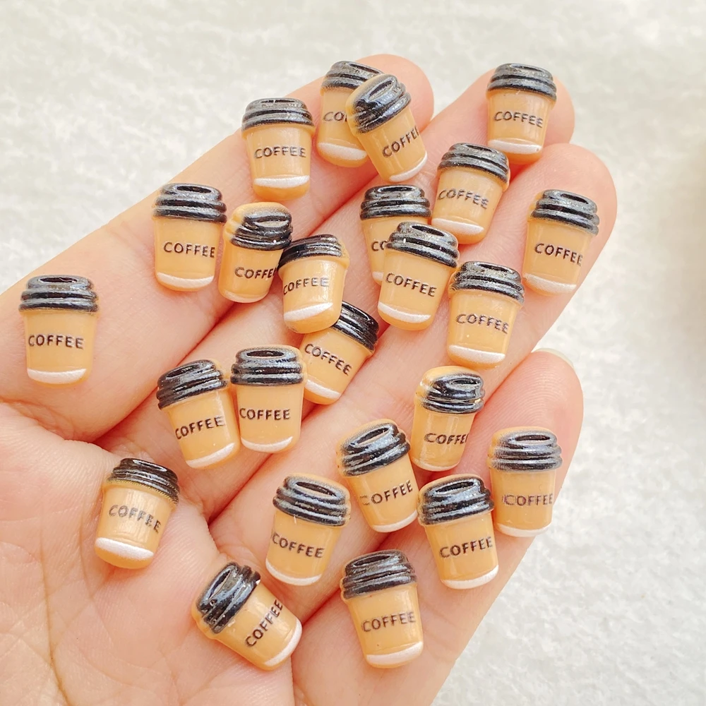 50Pcs Mixed Nail Art Resin Cartoon Mini Coffee Cup Series Charms Rhinestones DIY Craft For Nail 3D Decorations Jewelry
