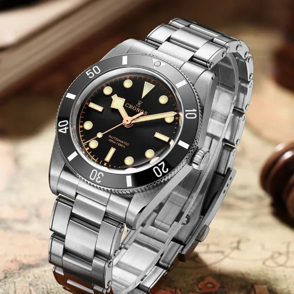 

CRONOS Мужские автоматические часы 37 мм Механические наручные часы с сапфировым стеклом для дайвера 20ATM Водонепроницаемые BGW-9 Светящиеся PT5000 SW200 Mov.