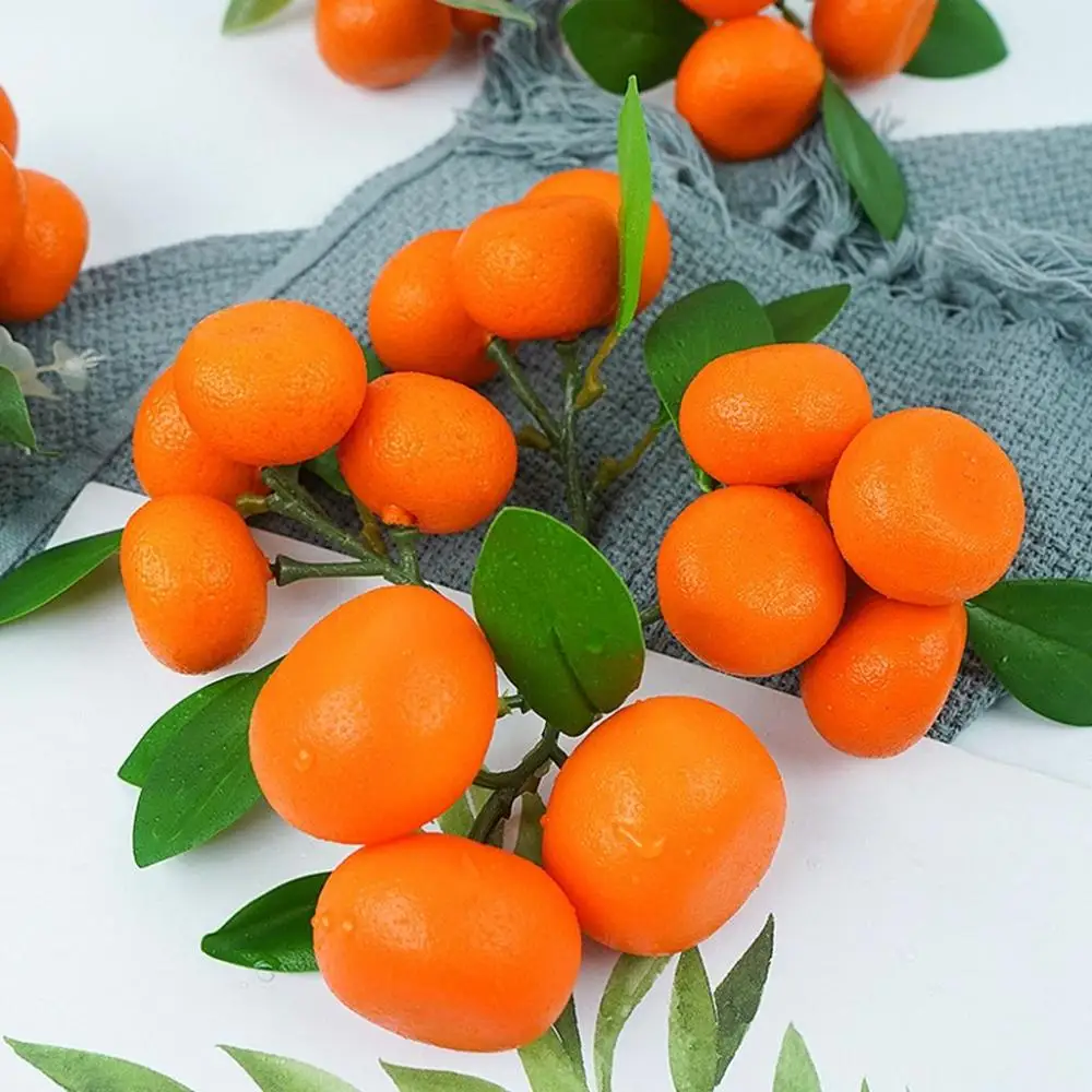 with Fruits and Leaves Home Ornaments Imitation Fruits 3-6 Branches Party Decor Fake Oranges Artificial Fruit Tangerine Model