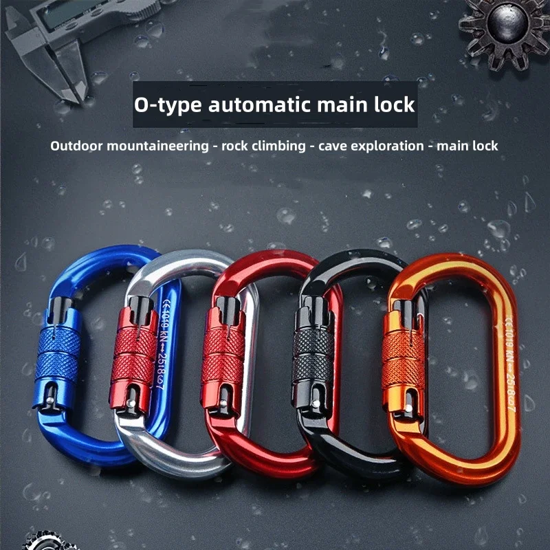 Outdoor O-shape Carabiner 25kN Aluminum Oval Hook Rock Climbing Auto Locking Screw Gate Carabiner Rock Climbing Carabiner