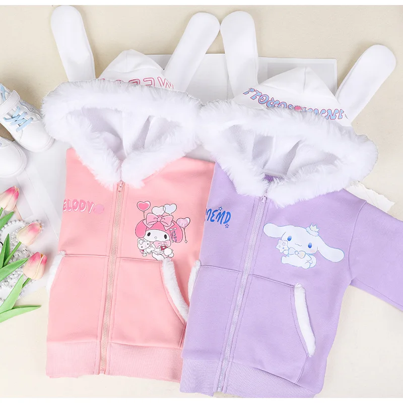 Imagem -05 - Jaqueta e Calça Sanrio Menina Minha Melodia Desenho Animado Cinnamoroll Terno Versátil Casual Presente de Férias Outono e Inverno 2023 Novo