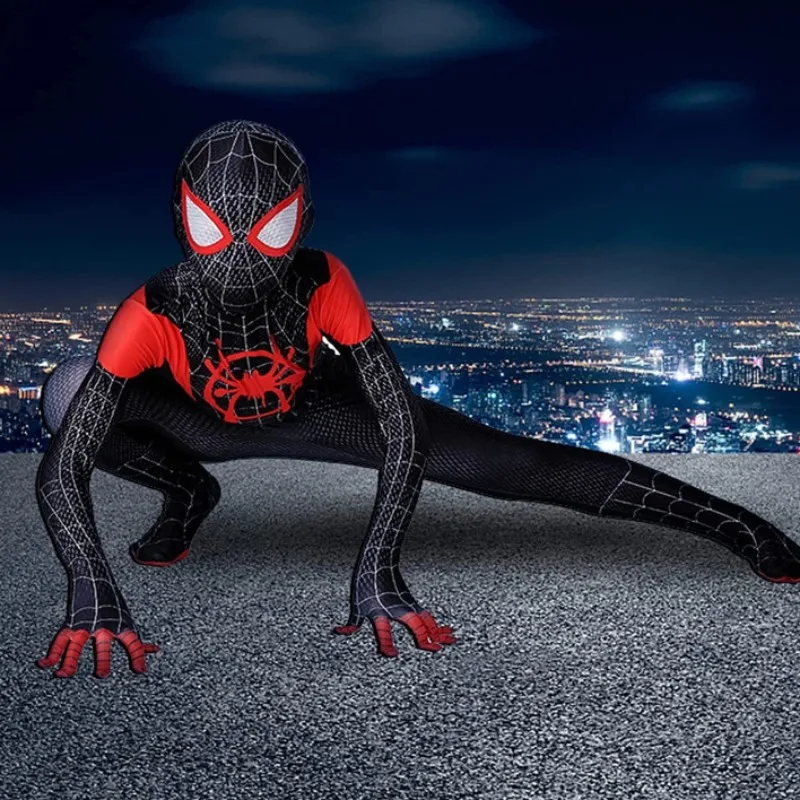 Костюм Человека-паука Майлза Моралеса (Zentai) из фильма «Человек-паук: Через вселенные» для косплея, комбинезон для Хэллоуина, карнавала, вечеринок и ролевых игр