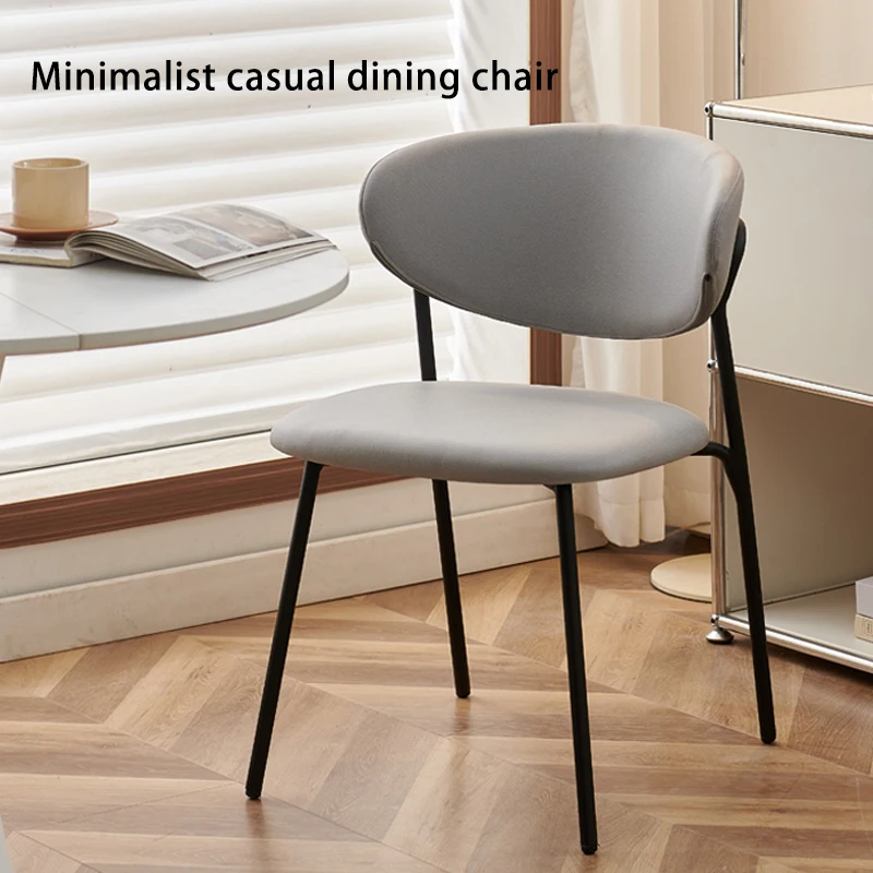 

Modern Grey Leather Dining Chair Comfy Sturdy Steel Frame Dining Room Chairs for Home Office Soft Restaurant Kitchen Table Chair