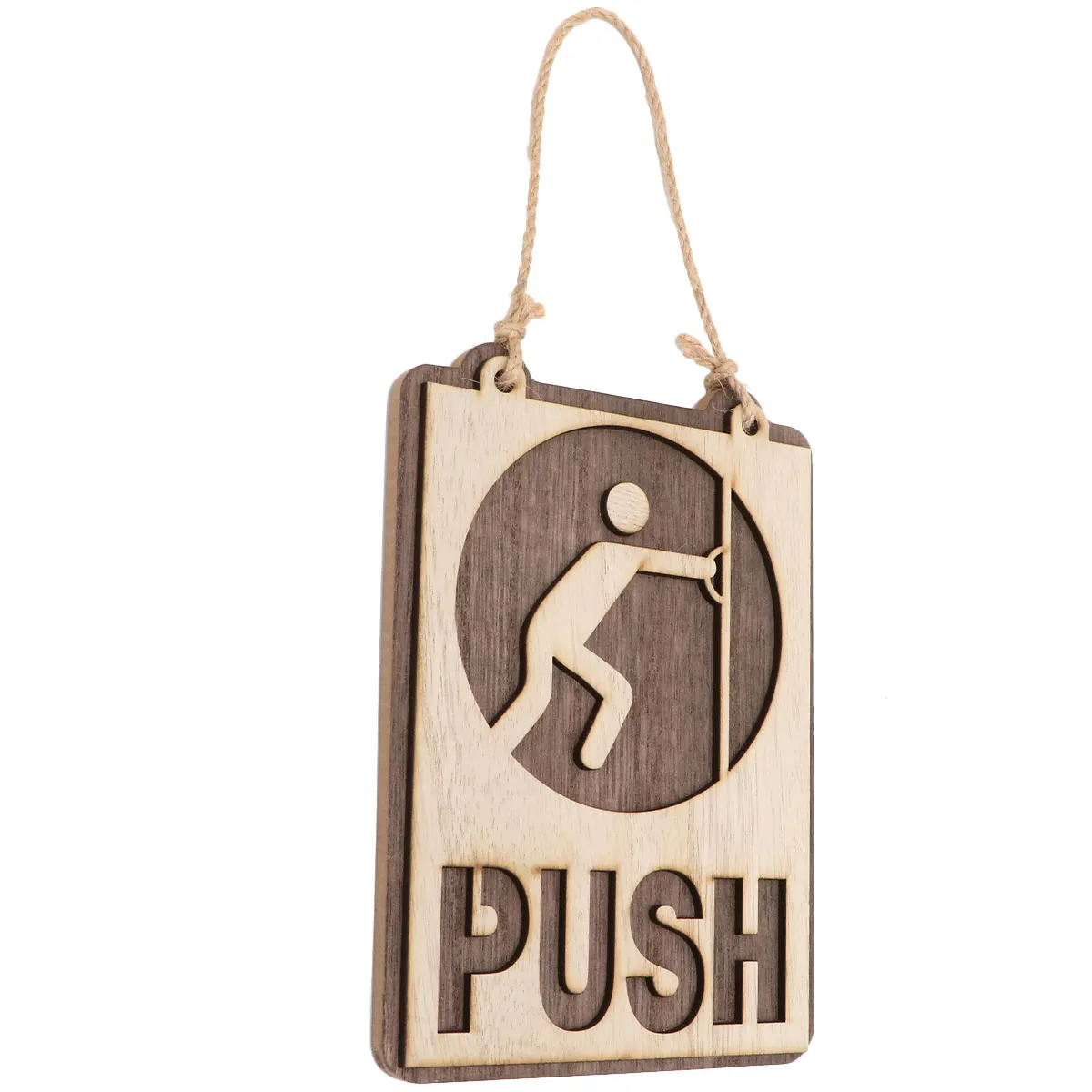 

1pc Wooden Door Sign Push Pull Plaques Double Layer Board Cafe Restaurant Store Hanging Eco Friendly Novel