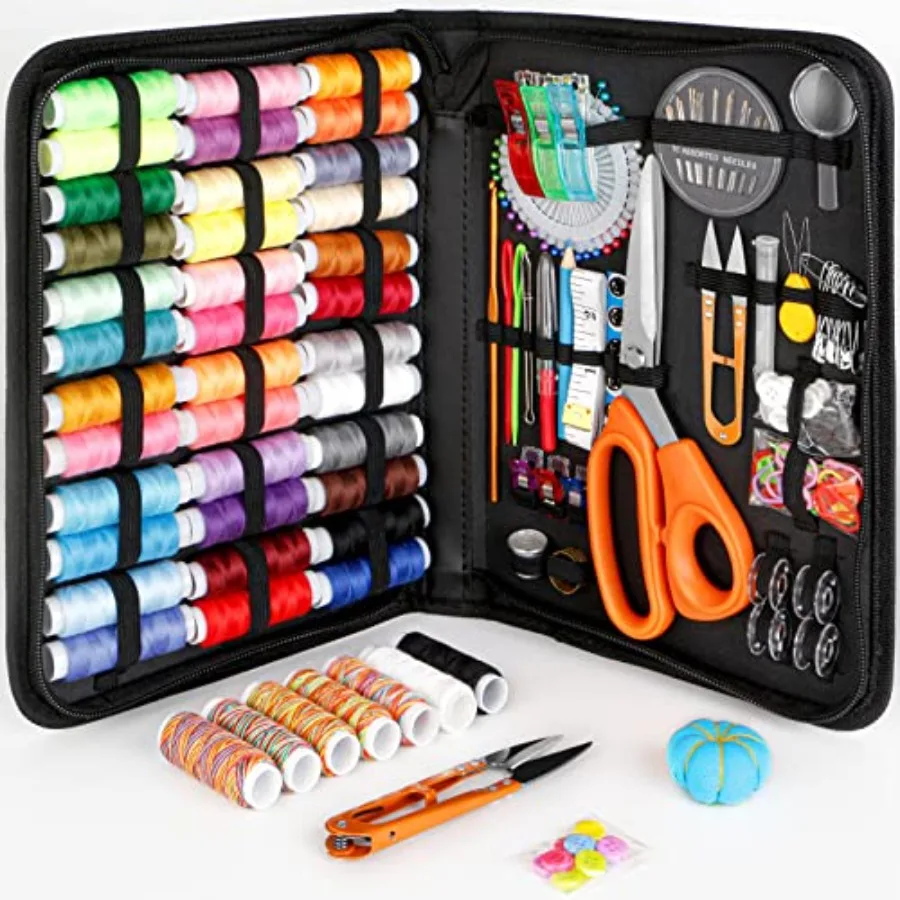 

Sewing Kit for Adults: Professional Sewing Supplies Accessories Including Tailor Scissors 43XL Thread 30 Needles Yarn Snips and