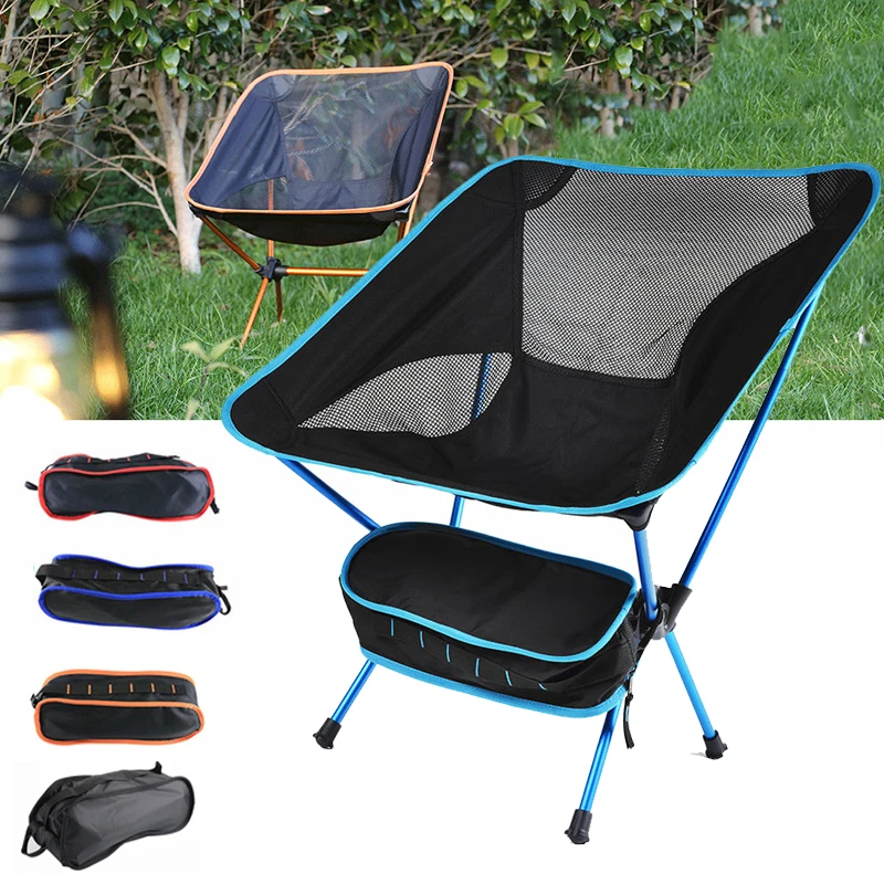 Outdoor Camping chair Portable Lazy Back Chair Light Aluminum Folding Chair Fishing picnic Beach Moon Chair