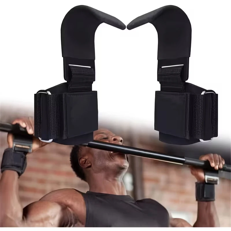 2 Peças Ganchos para Levantamento de Peso com Alças Antiderrapantes de Suporte para Punho, Punho de Treino Reforçado para Levantamento Terra, Barra Fixa e Fitness em Academia