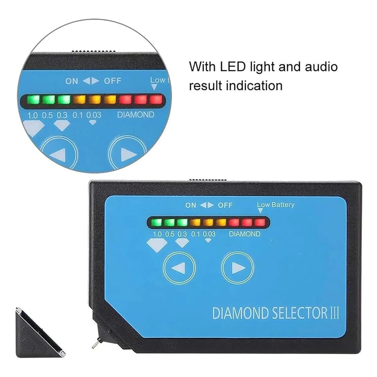 Penguji Permata Portabel AA98, Penguji Batu Permata dengan Lampu Indikator LED & Layar Sentuh, Pengujian Akurat dan untuk Dibaca, untuk Semua Batu