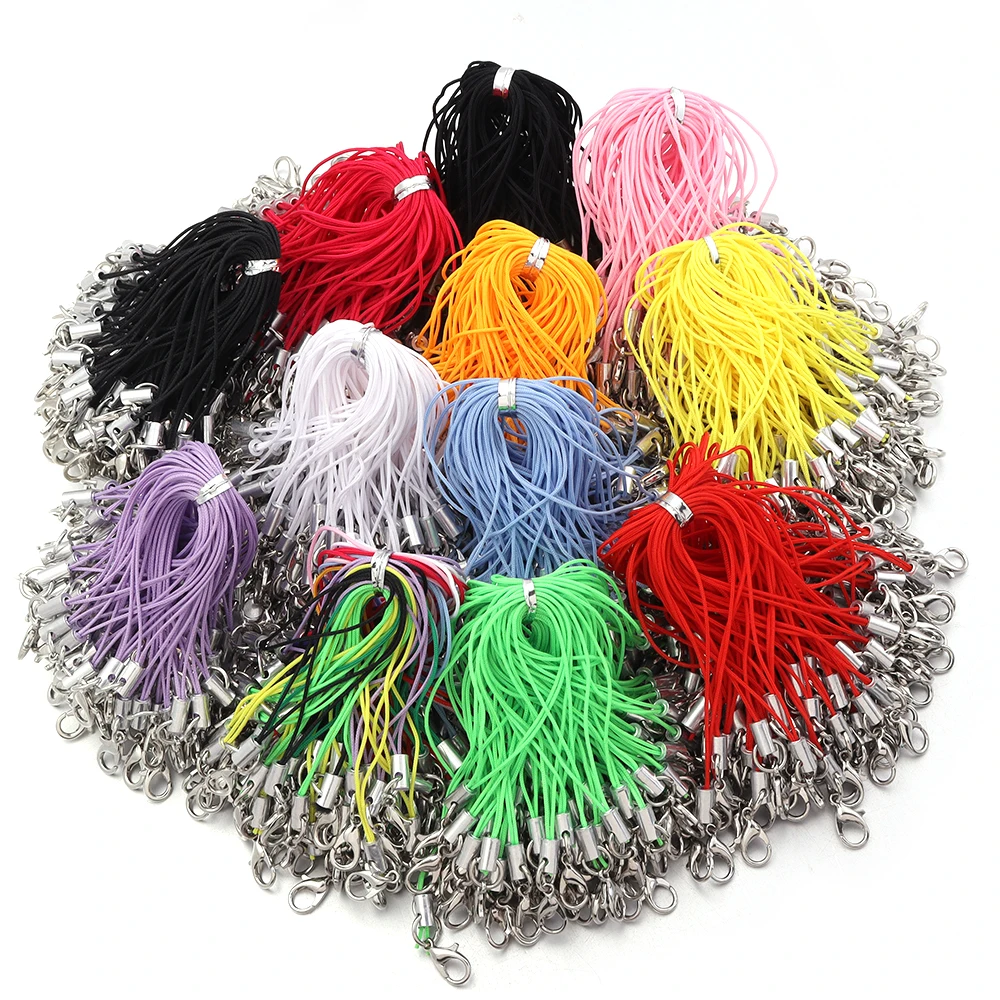 20-100 Stück/Lot Karabinerverschluss mit Sprungring, Handyband, Polyesterkordel, Schlüsselanhänger, Charm-Halter für DIY-Schmuckherstellungszubehör – Detail 7