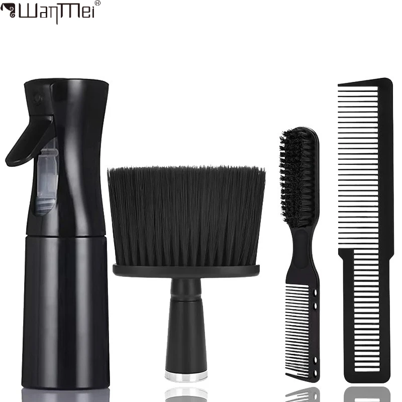 3/4Pcs Professional Barber Tools Set Spray Bottle Comb Nylon Bristle Beard Brush cleaning brush Salon Hair Styling Accessories
