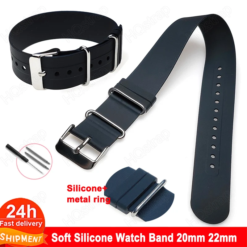 Silicone Watch Band 20mm 22mm Soft Watchband Universal Replacement Strap Watch for Women Men Waterproof High tensile strength