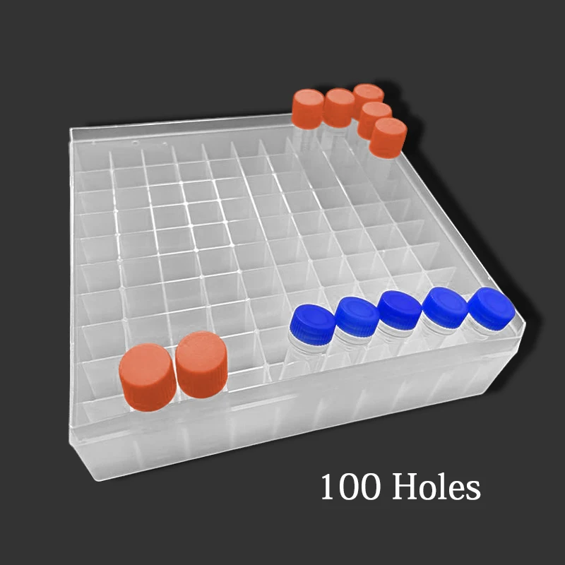 Caja de tubo congelado de plástico, estante de almacenamiento de Crio de laboratorio, soporte de tubo de congelación para 100 ml/2ml, 1 piezas, 1,5 agujeros