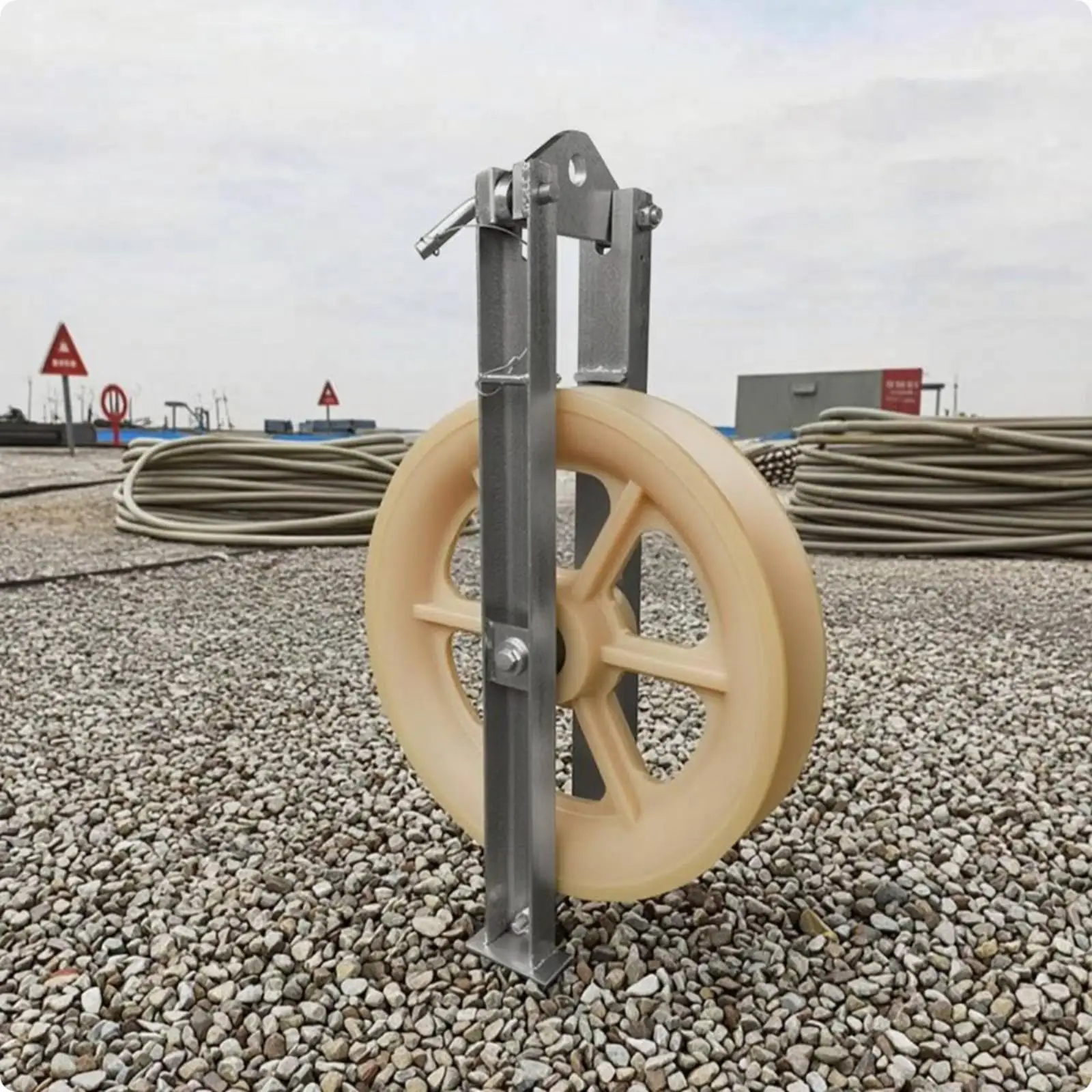 Heavy Load Cable Pulley with Carbon Steel Frame and Nylon Sheave for Utility Area Lifting Operations