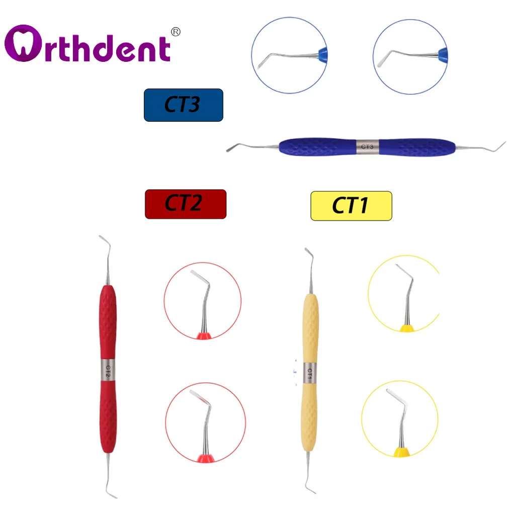 CT1-7 kit de restauração estética de enchimento de resina dentária faca compuesta espátula cômoda de plástico alça de silicone ferramentas de reparo de dentista