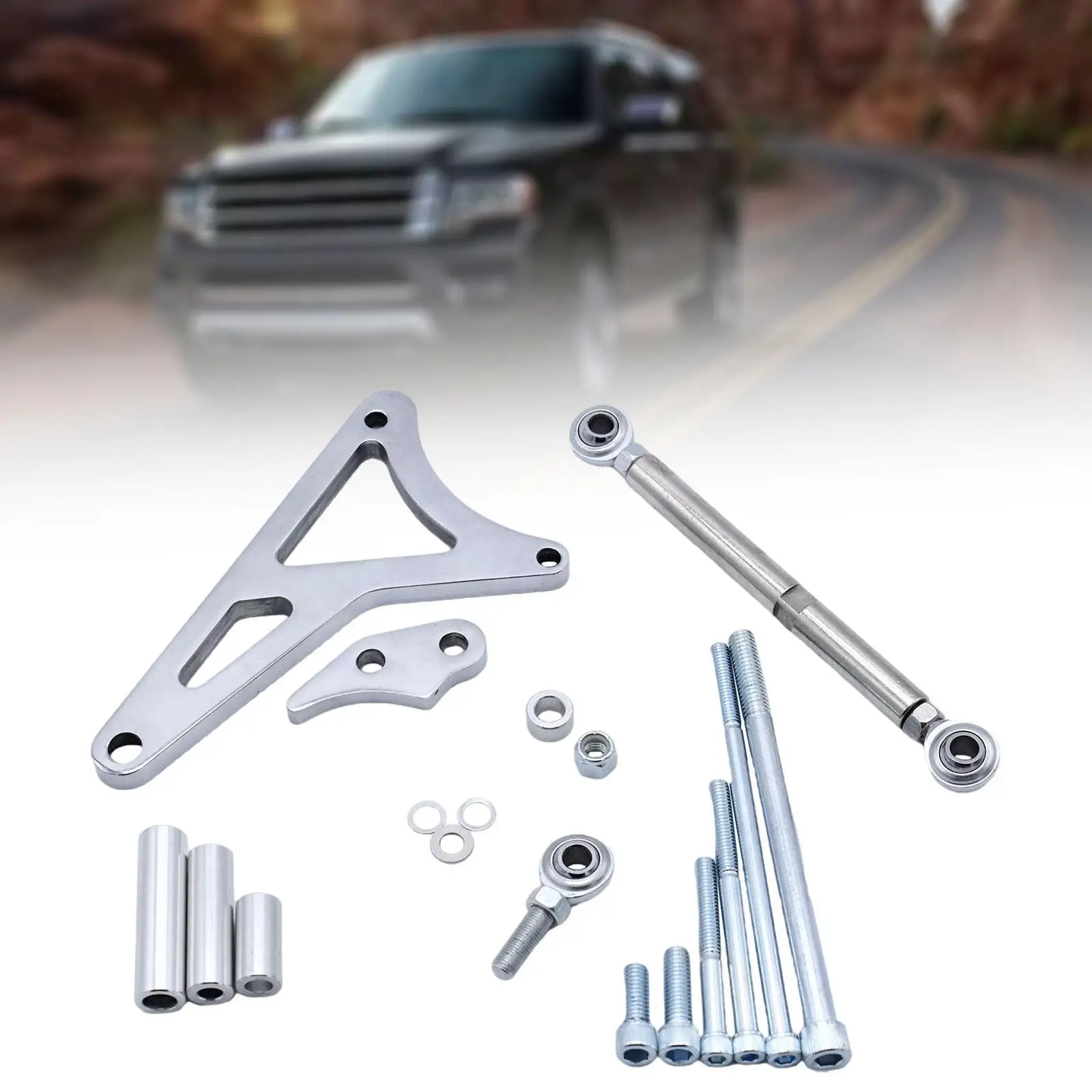 Alternator Bracket Mounting Kit Easy Installation Light Weight Desgin Auto Polished Replace Sturdy for Ford 351W 5.8L 82-92