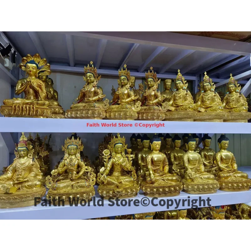 Wholesale Buddha statue 32cm large Good quality Guru Rinpoche Amitabha Shakyamuni Guanyin Tara Vajrasattva Buddha COPPER statue