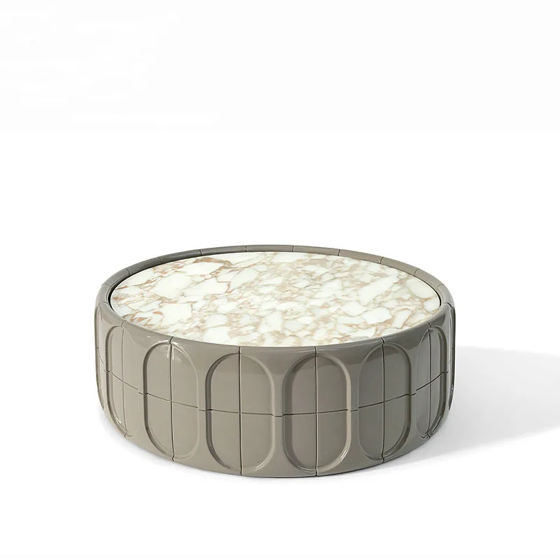 طاولة قهوة مستديرة فاخرة خفيفة إيطالية حديثة وبسيطة لغرفة المعيشة طاولة شاي حجرية فاخرة ومبتكرة #4