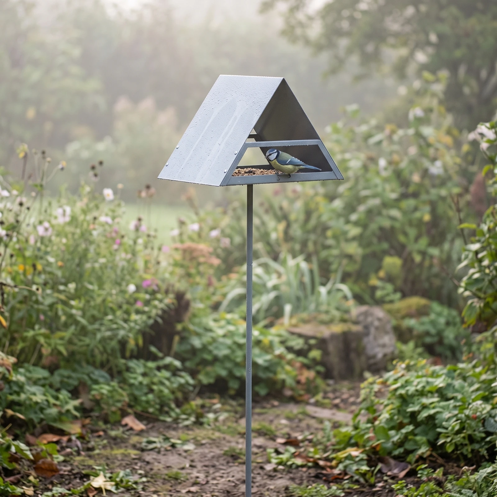 Bird Feeder with Pole Metal Standing Bird Feeder Rust-Resistant Easy to Install for Gardeners, Garden, Yard