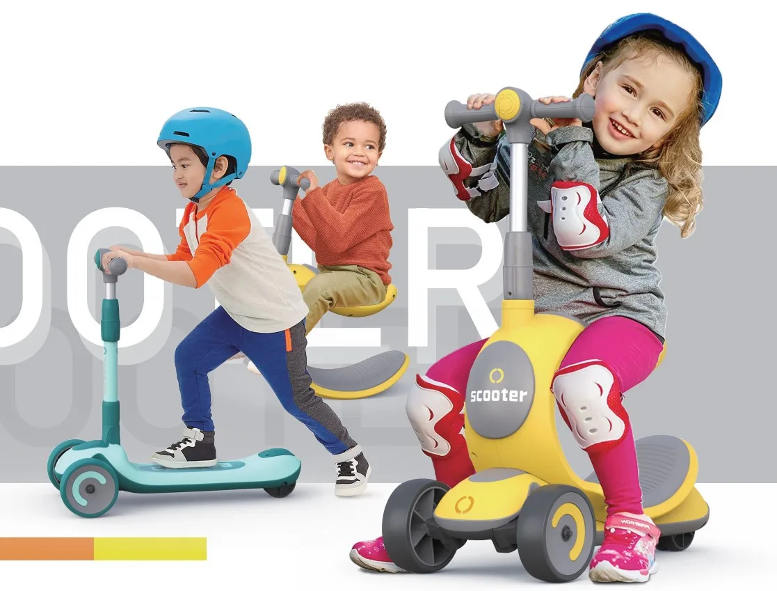 

New 3 In1 Scooter with Light Up Wheels Foot Ridefor Children Skateboard Baby Kick Scooter Balance Bike for Boys and Girls Kids