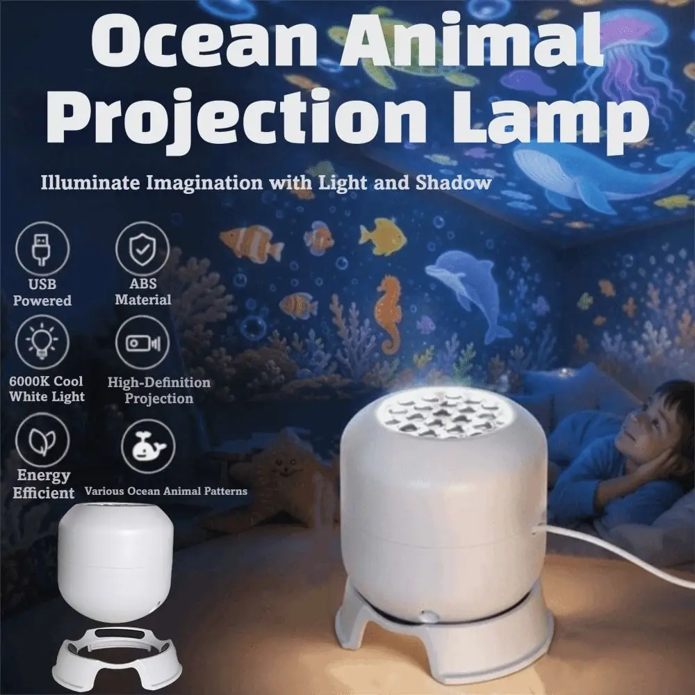 360 Degree Rotating Dreamy Ocean Projector Ocean World Flexible Neck Ocean Projection Night Light USB Rechargeable