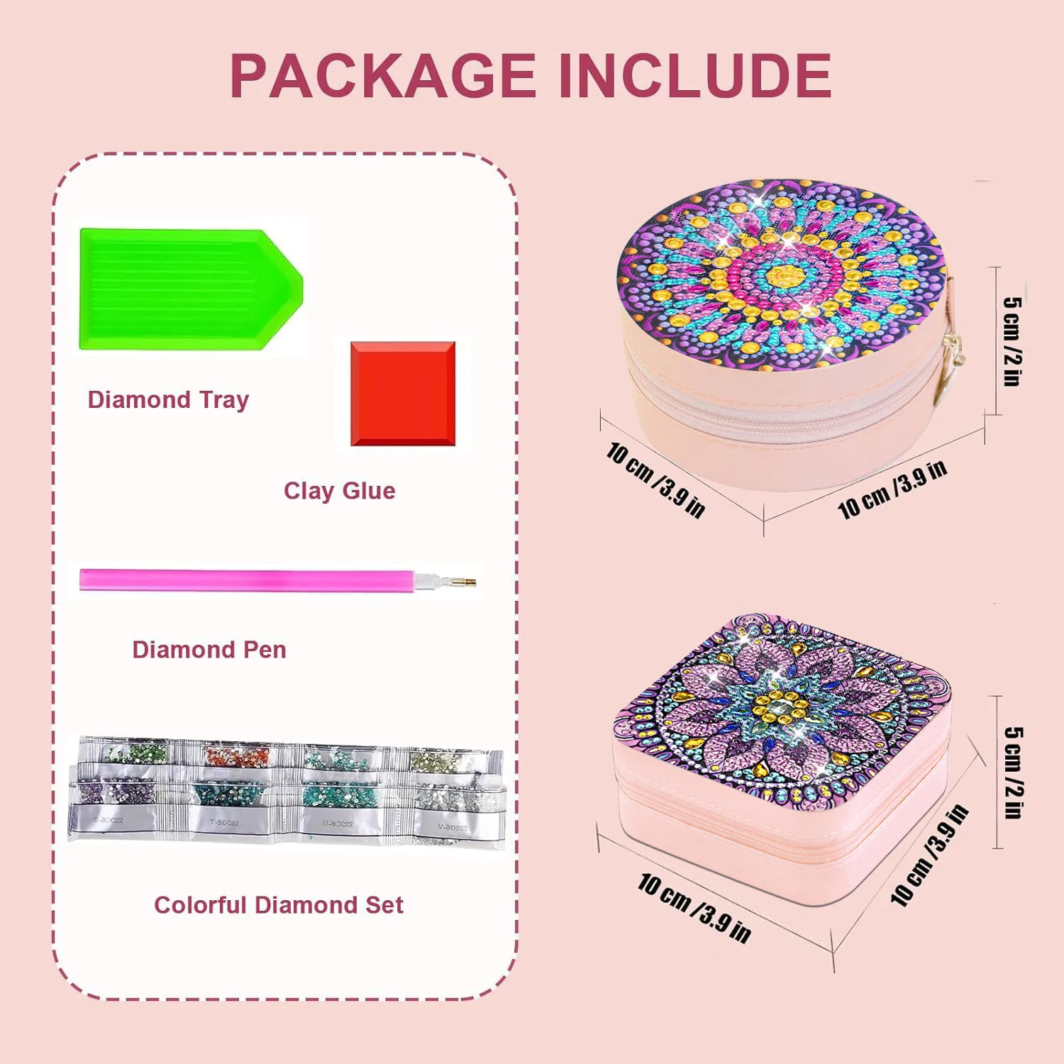 1PC DIY Floral Diamond Painting Kit with Rhinestones Portable Travel Jewelry Box Canvas Crystal Craft for Daily Use