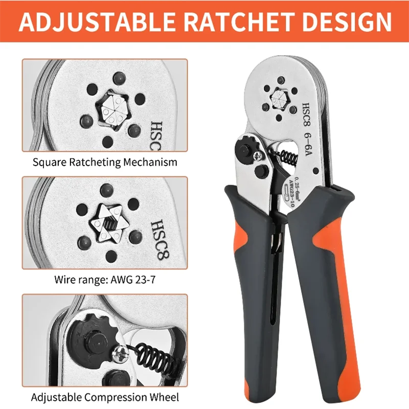 Ferrule Crimping Tool HSC8 6-4/6-6 Electrical Crimper Plier For Wire End Crimp Tube Terminals Electrical Circuit Repair image 2