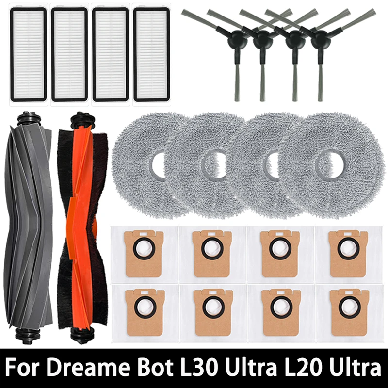 

For Dreame Bot L30 Ultra / L20 Ultra Supplies Main Side Brush Mop Cloths Hepa Filter Dust Bags Accessories Parts