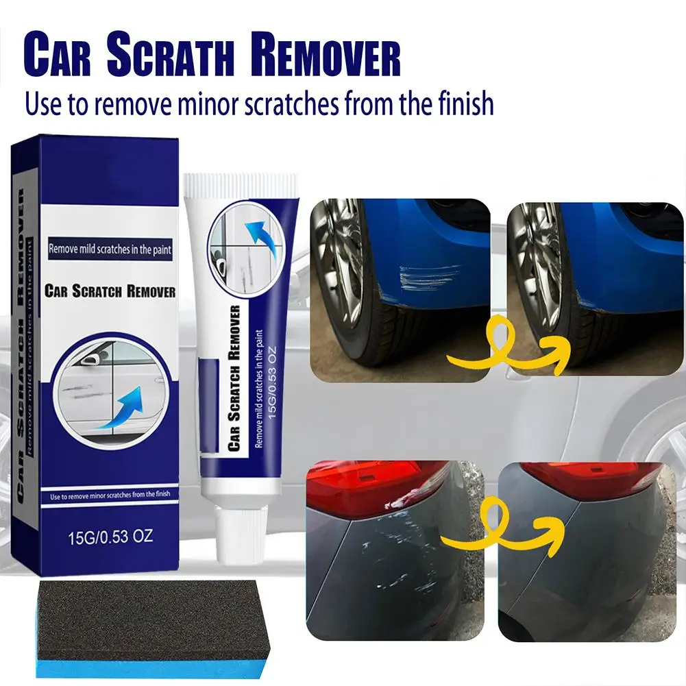 น้ำยาลบรอยขีดข่วนรถยนต์ น้ำยาลบรอยขีดข่วนใหม่สำหรับยานพาหนะ ชุดน้ำยาลบรอยขีดข่วนรถยนต์พร้อมฟองน้ำเช็ด อุปกรณ์ซ่อมรถยนต์ F8c1