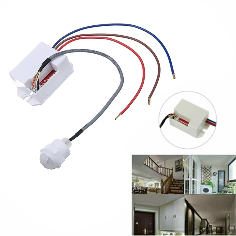 N11R- Practical Useful Wall PIR Sensor Detector Light Switch 50/60Hz 6M Motion Occupancy Rest Dips 220-240V/AC 360°