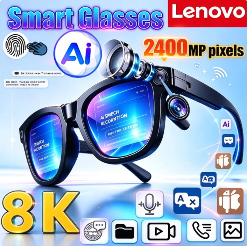 Lunettes intelligentes OnePlus NEW 8K 2400MP AI, traduction, vidéo, photo, Bluetooth, conversation, enregistrement, écoute de musique, lunettes de soleil intelligentes