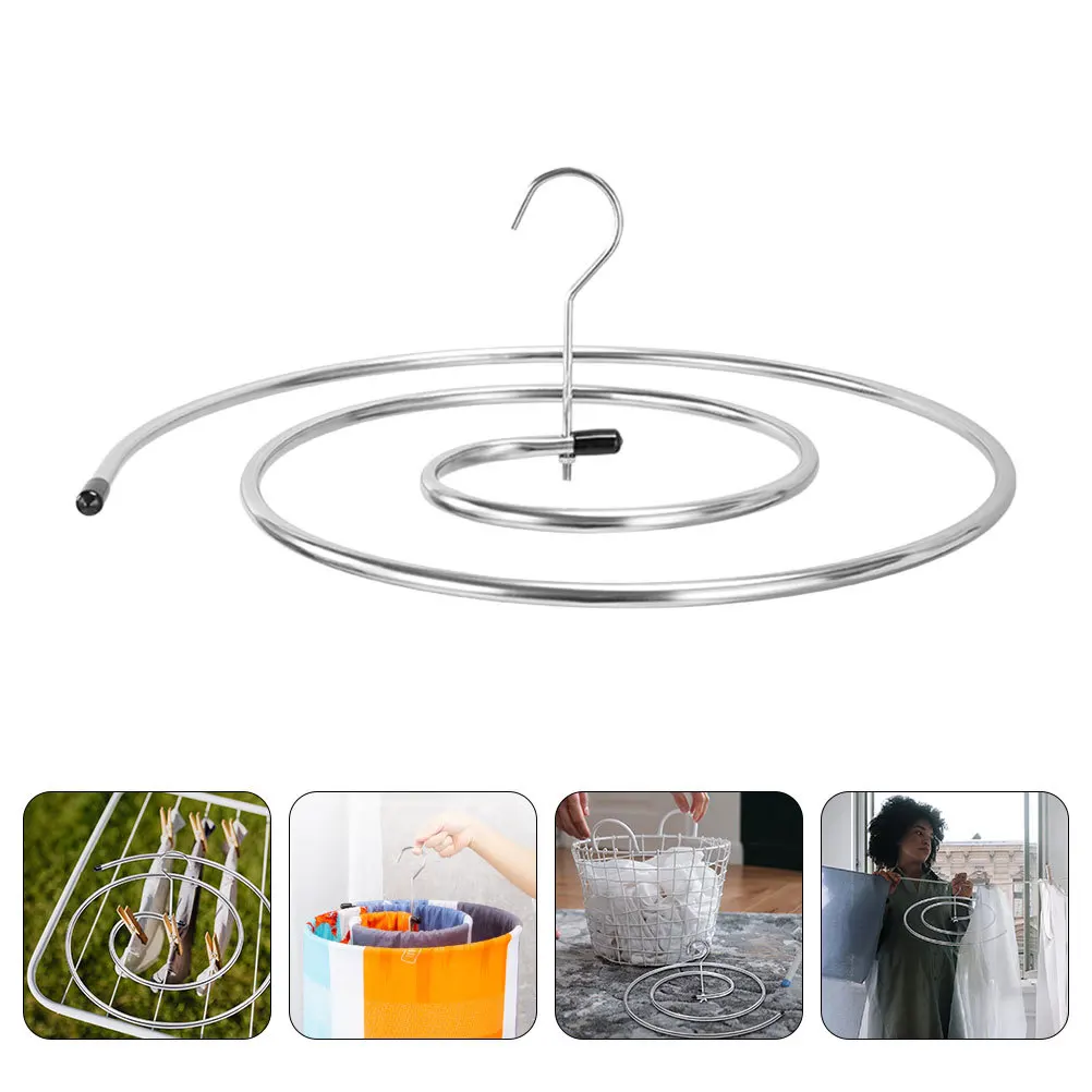 الفولاذ المقاوم للصدأ دوامة تجفيف الرف لبطانية لحاف غطاء سرير يندبروف الغسيل شماعات شرفة منزلية متعددة الوظائف #5