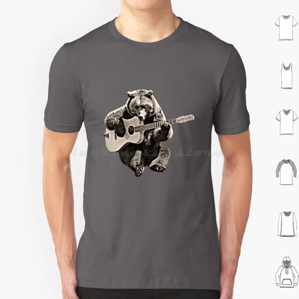 Grizzly Bear Playing Guitar T Shirt Men Women Kids 6xl Grizzly Bear Bear Bear Playing Guitar Chilling Funny Bear Guitarist