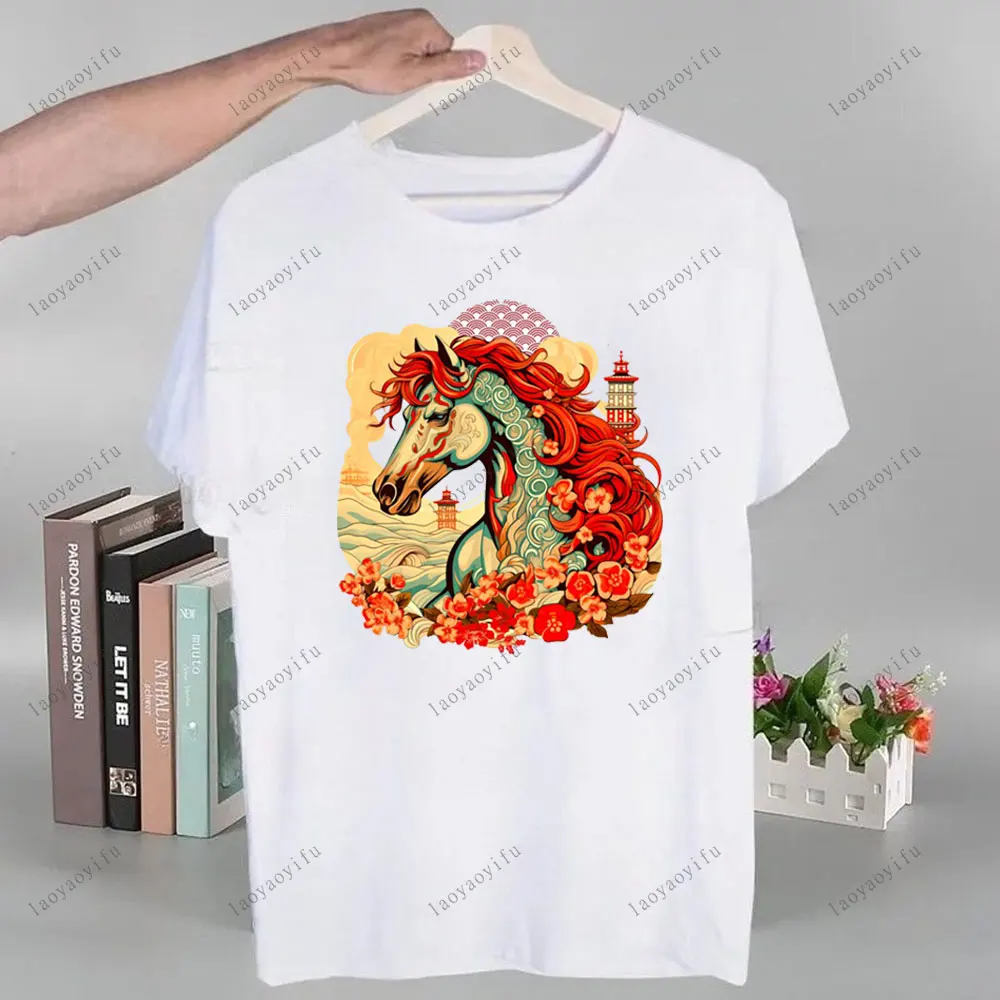 2026 سنة جديدة سعيدة غونغ شي فا كاي للجنسين الجرافيك تي شيرت السنة القمرية القمرية الجديدة سنة الحصان امرأة القطن قمم تي شيرت #4